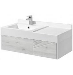 Тумба для умывальника Акватон Сакура 100, подвесная, ольха наварра, белый глянец