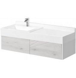 Тумба для умывальника Акватон Сакура 120, подвесная, ольха наварра, белый глянец