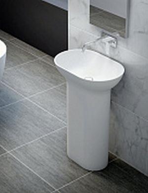 Напольная раковина из литьевого мрамора CEZARES TITAN-ROUND-60-39-90-LVB-FS