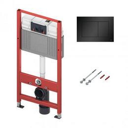 9400407 Комплект инсталляции 3 в 1 с панелью смыва ТЕСЕnow черный матовый для установки подвесного унитаза