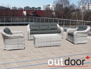 Комплект мебели из ротанга OUTDOOR Касабланка (3-местный диван, 2кресла, стол), ш/п, светлый микс