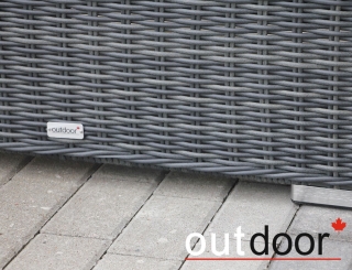 Комплект мебели из ротанга OUTDOOR Флорида (3-местный диван, 2 кресла, стол), узкое плетение, графит