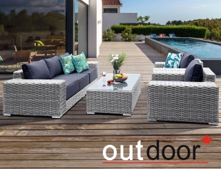 Комплект мебели из ротанга OUTDOOR Мадейра (3-местный диван, 2кресла, стол), ш/п, светлый микс