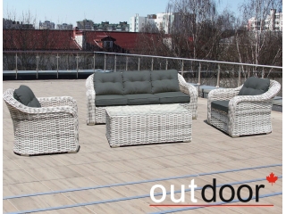 Комплект мебели из ротанга OUTDOOR Касабланка (3-местный диван, 2кресла, стол), ш/п, светлый микс