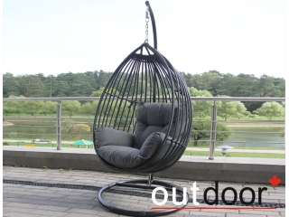 Подвесное кресло "кокон" из ротанга OUTDOOR Самуи, черное