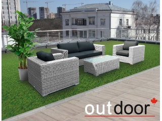 Комплект мебели из ротанга OUTDOOR Флорида (3-местный диван, 2 кресла, стол), у/п, светлый микс