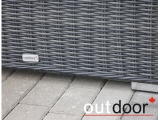 Комплект мебели из ротанга OUTDOOR Флорида (3-местный диван, 2 кресла, стол), узкое плетение, графит