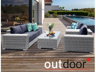 Комплект мебели из ротанга OUTDOOR Мадейра (3-местный диван, 2кресла, стол), ш/п, светлый микс